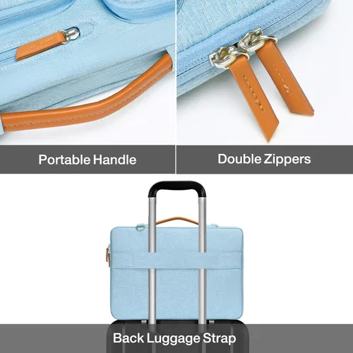Vista 5 de MOSISO 360 Bolsa de hombro protectora para laptop de 13.3 pulgadas, 13-13.3 pulgadas Azul (Air Blue)