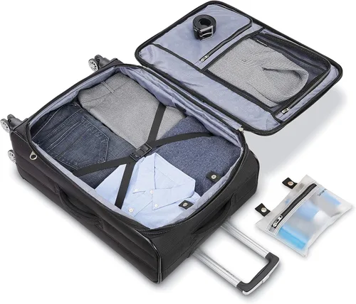 Vista 3 de Samsonite Ascella X Softside - Equipaje expansible con ruedas giratorias, Negro