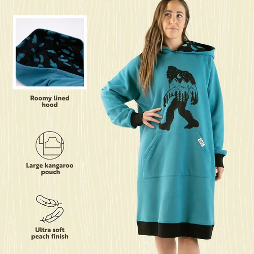 Vista 45 de Lazy One Sudadera con capucha de gran tamaño, ropa de dormir cómoda, vestido de suéter para mujer