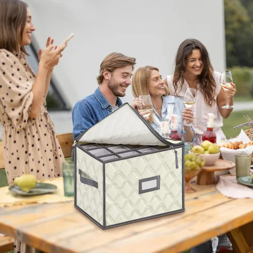 Vista 3 de Caja de almacenamiento para flauta de champán, caja de almacenamiento acolchada para copas de champán, contenedor apilable de copa de champán, copa