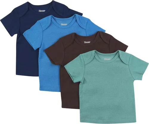 Vista 9 de Hanes Camiseta para bebé, Flexy de suave estiramiento, hombros expandibles, paquete de 4 Conjunto de camuflaje de rayas negras
