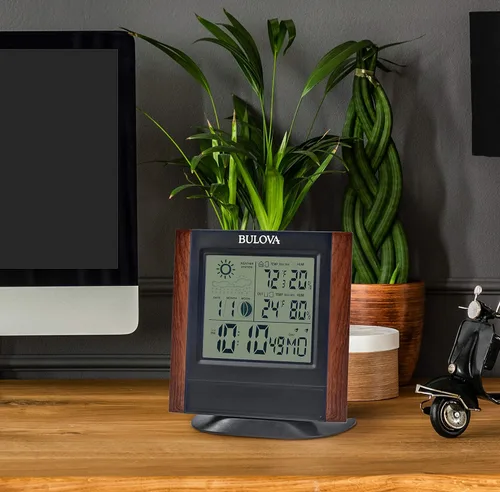 Vista 5 de Bulova Forecaster B1708 - Reloj de mesa versátil, marrón y negro