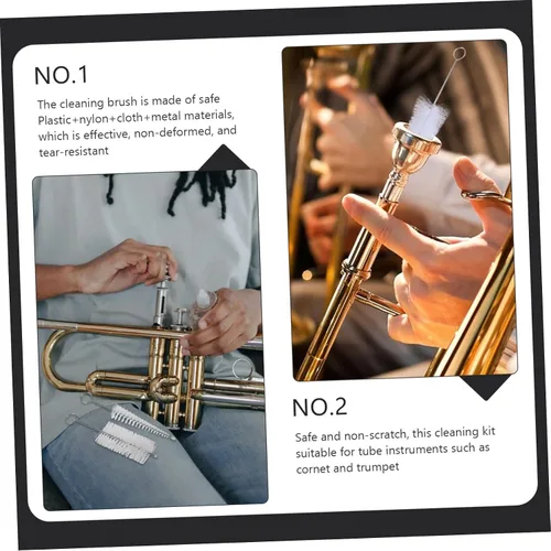Vista 5 de FAVOMOTO 3sets Trumpet Cleaning Brush Kit Flexible Design Trumpet Maintenance Tool for Wind Instruments Non-deforming and Tear-Resistant Cleaning