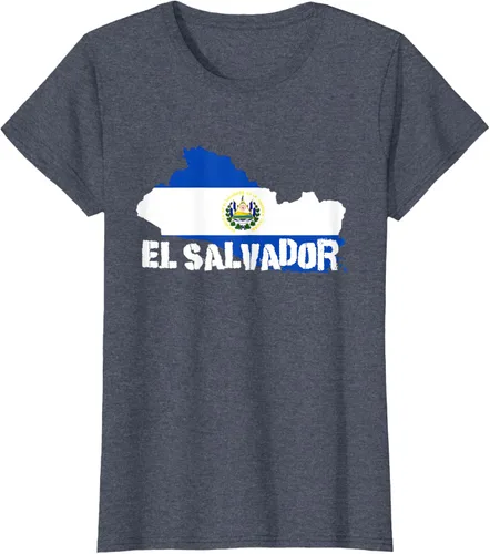 Vista 49 de Camiseta con la bandera de El Salvador, mapa de El Salvador, camiseta de Salvador para mujer, Negro