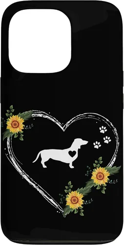 Vista 10 de Dachshund Heartbeat With Paw Prints On Black Case for iPhone 16