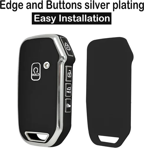 Vista 3 de Kirsnda Funda para llavero Kia, funda con llavero, TPU suave protege la llave del coche, compatible con Cerato Ceed Forte NIRO Sorento Seltos Soul