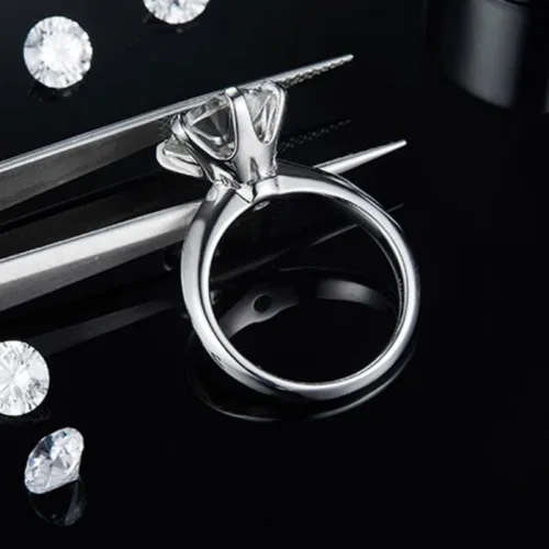 Vista 4 de Anillos de compromiso de moissanita de 3 quilates para mujer, anillos de compromiso de diamantes creados en laboratorio de color D con claridad FL