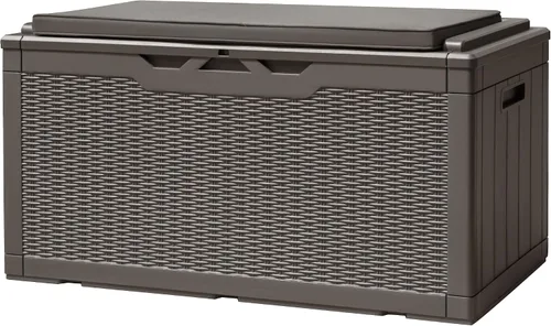 Vista 11 de Devoko Caja de cubierta de 100 galones, caja de almacenamiento impermeable al aire libre con cojín (negro)