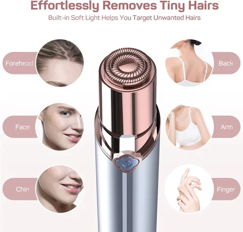 Vista 2 de gurelax - Removedor de vello facial para mujer, cara, barbilla, labio, bigote, cuello, axila, melocotón, difuminado, eléctrico, sin dolor, con 2