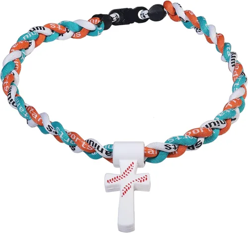 Vista 20 de Collar de cuerda de béisbol con cruz de silicona