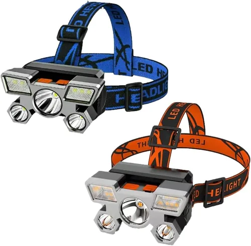 Vista 12 de RUNAAJA - Linterna frontal LED COB de 750000 lúmenes, linterna recargable, lámpara de cinco lámparas de diseño súper lejano para correr al aire