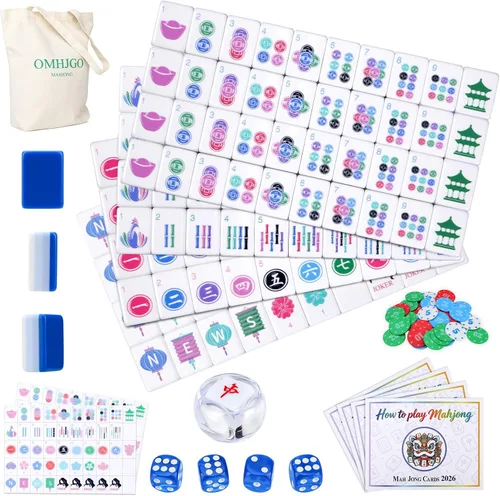 Vista 11 de Juego de azulejos Mahjong americanos de acrílico de 4 capas grabadas Naranja oscuro