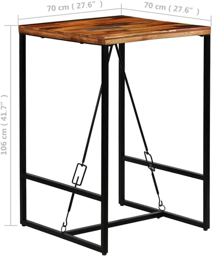 Vista 2 de Bar Table Counter Height 27.6x27.6x41.7 Inch Solid Reclaimed Wood Industrial Style for Kitchen Dining Room Bars Cafes