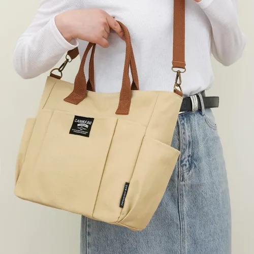 Vista 8 de Bolso bandolera de lona con cremallera - Bolso bandolera Hobo para mujer