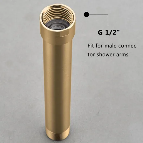 Vista 4 de Brazo extensor de ducha, brazo de extensión de 4 pulgadas para cabezal de ducha de lluvia superior, dorado cepillado
