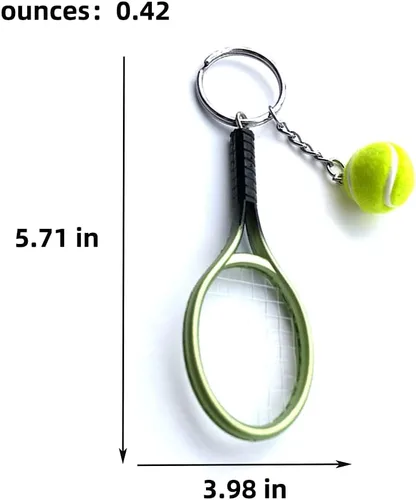 Vista 2 de Mini raqueta de tenis de color con llavero de bola