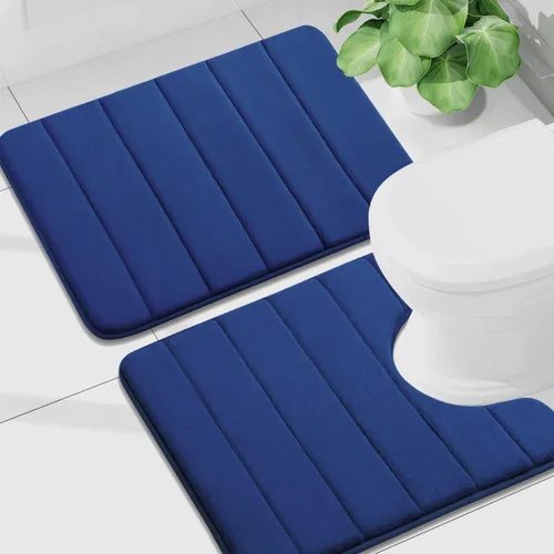 Vista 18 de Buganda Juego de 2 alfombras y tapetes de baño de espuma viscoelástica, lavables a máquina, suaves, antideslizantes, absorbentes, para baño, ducha
