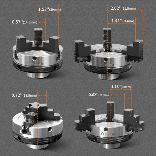 Vista 7 de Mandril de torno de madera, mandíbula de 3 pulgadas con MT-1 y MT-2 eje eje con 1 rosca 8TPI, para herramientas de torno de carpintería