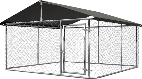 Vista 9 de Caseta para Perros al Aire Libre, Jaula Resistente para Perros, Casa para Mascotas con Malla, Jaula Grande para Perros, Valla de Acero con Cerradura