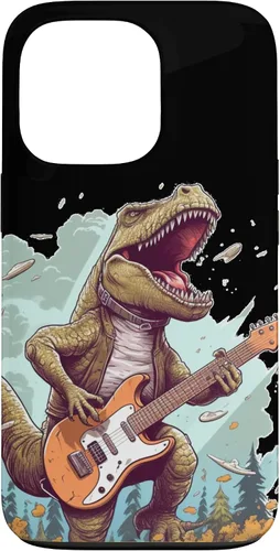 Vista 10 de Funda para iPhone 16 Cool Tyrannosaurus Rex con bajo para amantes de los dinosaurios