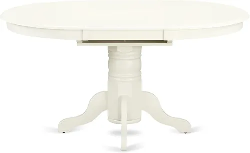 Vista 7 de East West Furniture AVGR5-LWH-W - Juego de comedor de 5 piezas para 4 personas, incluye una mesa de comedor ovalada con hojas de mariposa y 4 sillas