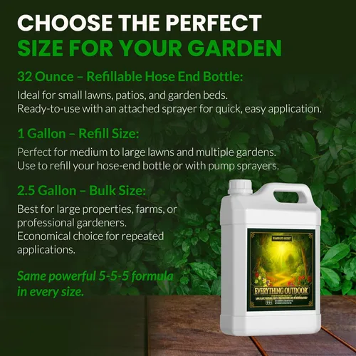 Vista 8 de Humboldts Secret Fertilizante líquido Everything Outdoor 5-5-5 con algas noruegas y micronutrientes para césped, jardines, verduras, flores