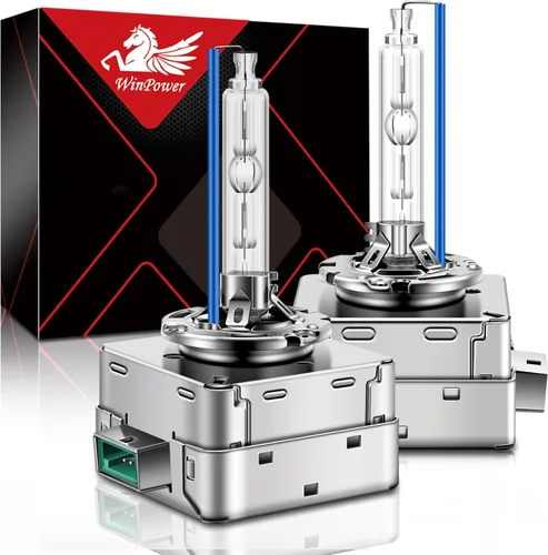 Vista 10 de WinPower D1S foco de faro delantero de xenón HID, 8000K azul hielo blanco 35W, base de cánulas de metal, haz alto y bajo, luces de repuesto, paquete