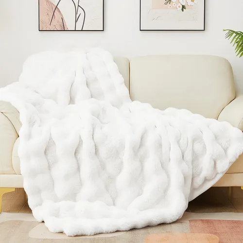 Vista 10 de Latepis Manta de piel sintética de lujo, manta esponjosa para sofá, manta suave y gruesa para cama y sofá, manta de felpa suave y cálida para todas