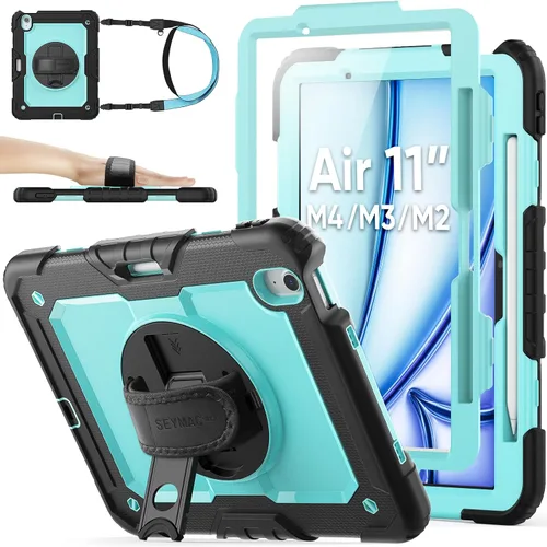 Vista 26 de SEYMAC stock Funda protectora para iPad Air de 11 pulgadas M3 2025/M2 2024 (Air 7ª/6ª generación), funda resistente con protector de pantalla