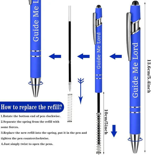 Vista 3 de 10 piezas bolígrafos para oficina, con citas inspiradoras sarcásticas, lápiz stylus táctil para pantalla, escrituras alentadoras, tinta negra