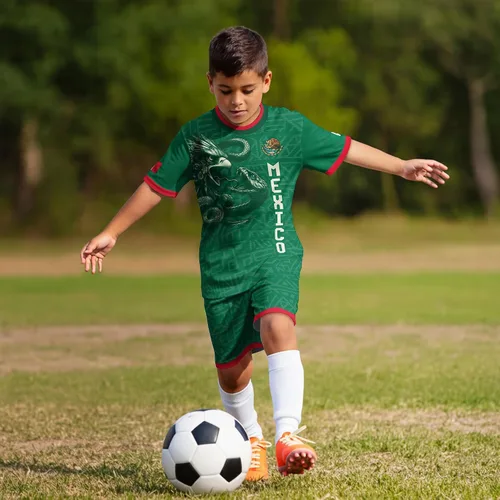 Vista 6 de Camiseta de Fútbol Juvenil de México, Camisetas de Fútbol Mexicanas para Niños, Camisetas de México para Niños, Camiseta de Fútbol Mexicana