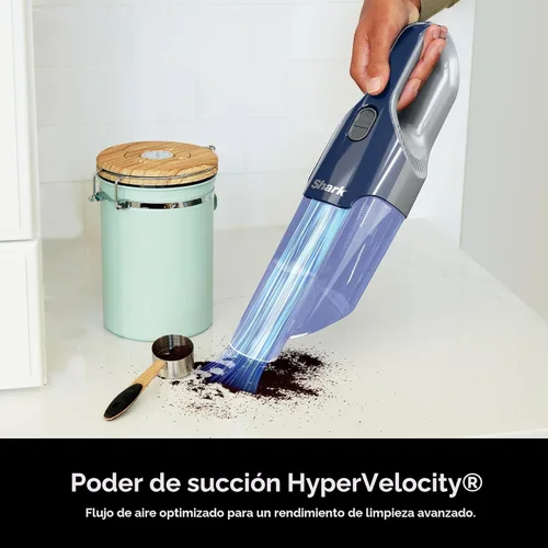 Vista 2 de Shark Cyclone PET Aspiradora de mano con herramienta para hendiduras de 8", succión HyperVelocity, azul marino/gris, CH701
