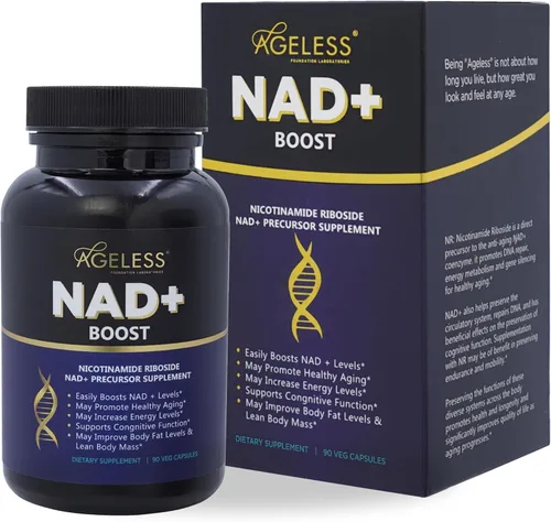 Vista 9 de Ageless NAD+ Suplementos para mujeres y hombres 300 mg de cloruro de ribósido de nicotinamida Suplemento dietético para antienvejecimiento