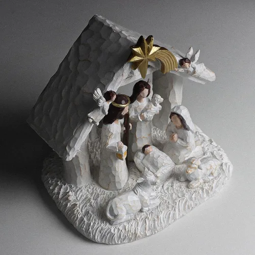 Vista 5 de Conjunto de Natividad para Interior – Escena de Nacimiento con Pesebre, Conjuntos y Figuras de Nacimiento de Navidad con Luces LED, Decoraciones