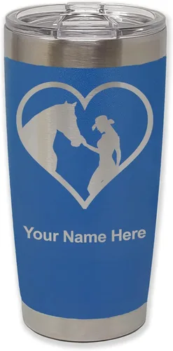 Vista 28 de LaserGram Vaso aislado al vacío de 20 onzas, corazón de vaquera de caballo, grabado personalizado incluido (negro)