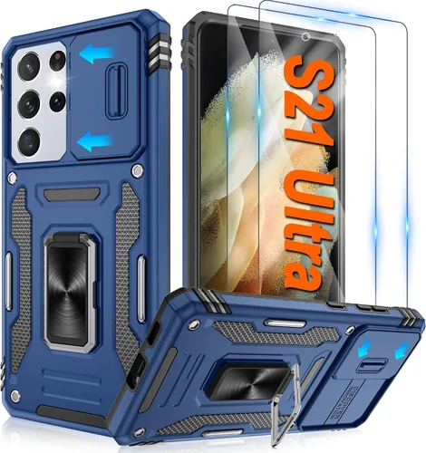 Vista 78 de Atump Funda para Motorola Moto G Play 2024 (4G) con [paquete de 2] protector de pantalla HD y cubierta para cámara deslizante, soporte de anillo