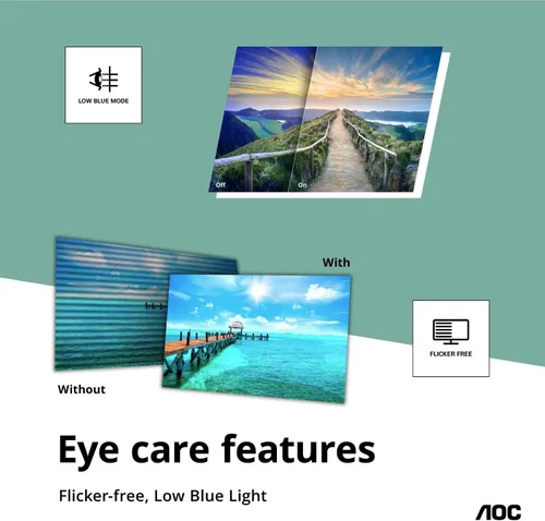 Vista 5 de AOC 24B2XH - Monitor IPS Full HD de 24 pulgadas, entradas HDMI y VGA ultradelgadas de 3 lados y sin marco, modo Lowblue, compatible con VESA, negro