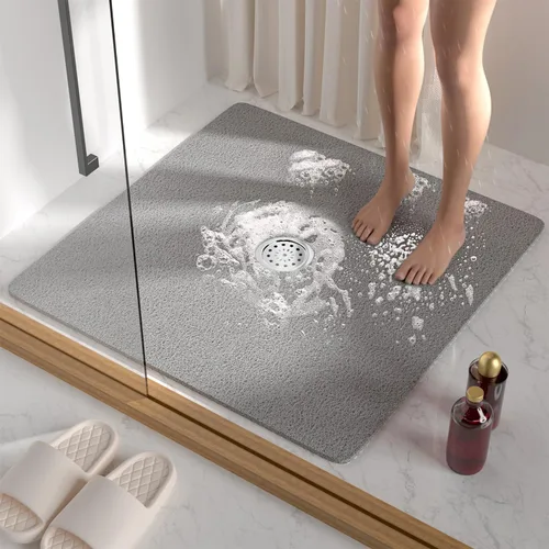 Vista 13 de HITSLAM - Tapete cuadrado para ducha, de 24 x 24 pulgadas, tapete de baño antideslizante para bañera, tapetes de baño de alcachofa de PVC suave