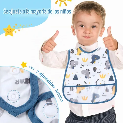 Vista 5 de 12 baberos impermeables para bebés con atrapador, a prueba de desorden