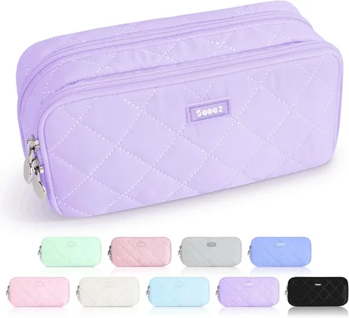 Vista 19 de Sooez Estuche grande para lápices, bolsa para lápices extra grande con 8 compartimentos, bolsa para bolígrafos de apertura amplia, organizador