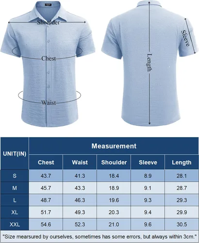 Vista 7 de COOFANDY Camisa casual de manga corta con botones para hombre, camisa de playa con textura de verano