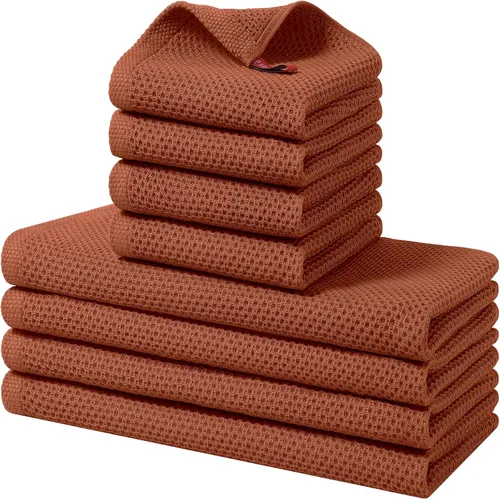 Vista 90 de Homaxy Juego de toallas y paños de cocina 100% algodón, 30 x 30 centímetros y 33 x 71 centímetros, juego de 8 toallas de cocina ultra suaves