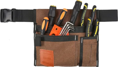 Vista 4 de VIDAR TOOLS Bolso de cinturón de herramientas de 6 bolsillos de un solo lado/cinturón utilitario/delantal de trabajo para carpintero y jardinero.