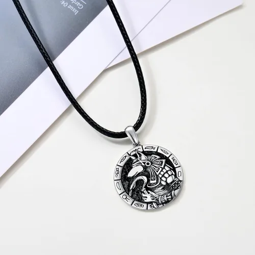 Vista 3 de VONALA Collar de medalla de San Miguel/San Benito/San Cristóbalo/Virgen María/Anubis Medalla de Plata de Ley Collar con colgante de medallón