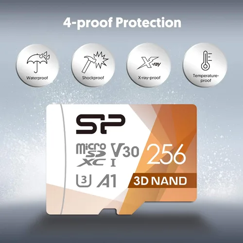 Vista 5 de Silicon Power - Tarjeta micro SD de 256 GB U3 SDXC hasta 100 MB/s de alta velocidad con adaptador para Nintendo-Switch, cámaras y drones
