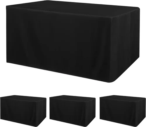 Vista 19 de Obstal Paquete de 2 manteles negros ajustables para mesas rectangulares de 4 pies, resistente al agua, lavable, tela de poliéster