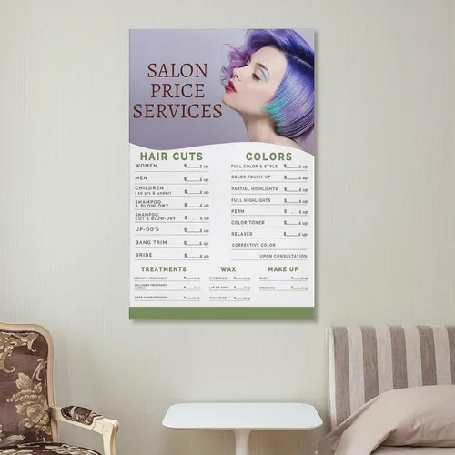 Vista 7 de NaskOn Póster de lista de precios de salón de belleza, servicio de precios de peluquería, arte de pared, arte de belleza y peluquería, regalo