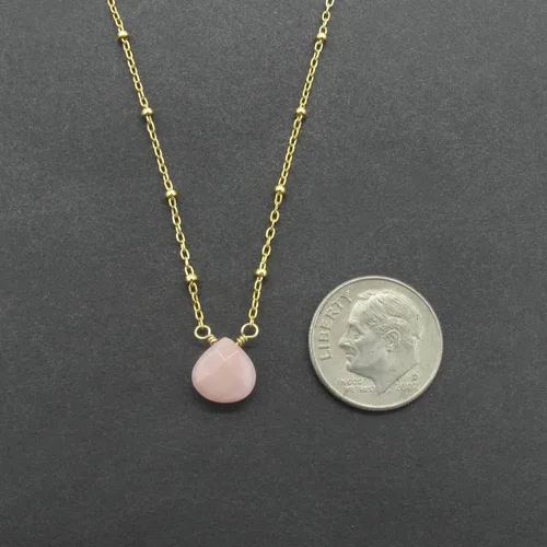 Vista 35 de Collar con colgante de piedra natal con piedra preciosa genuina, relleno de oro de 14 quilates, 18 pulgadas