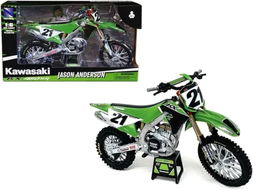 Vista 2 de Kawasaki KX450SR - Motocicleta de motocross #21 Jason Anderson Green and Black Kawasaki Racing Team 1/6 Modelo por New Ray