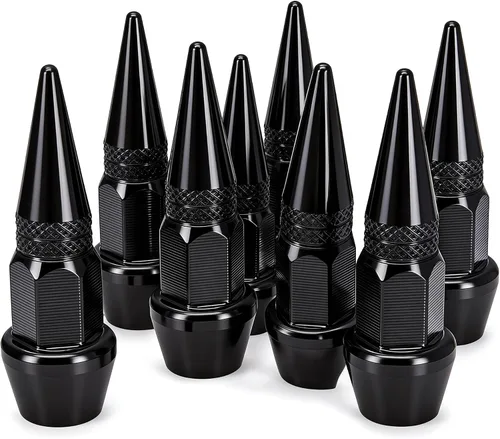 Vista 28 de 4 piezas de tapas de válvula de neumático con estilo púas, cubiertas de válvula de neumático universales de aleación de aluminio a prueba de polvo